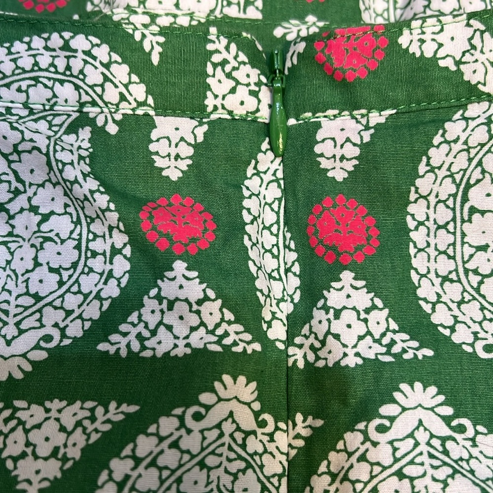 Boden Green Pink White Paisley Cotton Skirt Size 6R - Picture 8 of 8